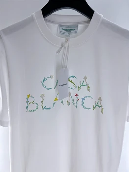 Нова тениска Fasion Casablanca с флорални писмото принтом за мъже и жени, ежедневни тениски размер 