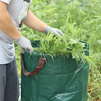Чанта за събиране на градински отпадъци с голям капацитет, множество чанта за събиране на твърда дървесина, чанти за плевели, чанта за съхранение на падналите листа, водоустойчива средство