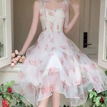 SLPBELY Дамски Рокли Лятото Празнична рокля Вечерна Рокля 2023 Френски Цветен Халтер Нов Елегантен, Нежен Бриз, Чисто Желание