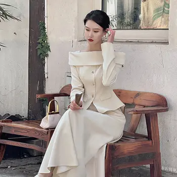 Пола за темперамент ранна пролет, костюми с едно рамо, модерен женски комплект с винтажной улицата дрехи, нежна елегантна пола в китайски стил