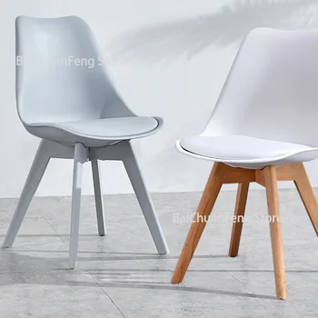 Скандинавски трапезария стол от масивно дърво, съвременни Прости трапезни столове от плат, домашен стол с облегалка, маса стол