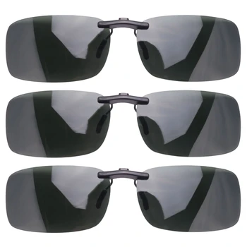 Слънчеви очила с 3-кратными унисекс прозрачни тъмно зелени поляризирани лещи с клипсой за очила