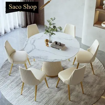Модерен и Луксозен маса за хранене от каменна дъски, практичен разтегателен сгъваема кръгла маса за дома, ресторанная мебели Mesa De Comedor